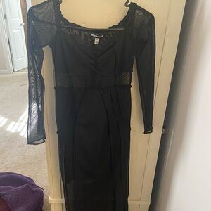 Urban Outfitters Black Sheer Long Sleeve Dress